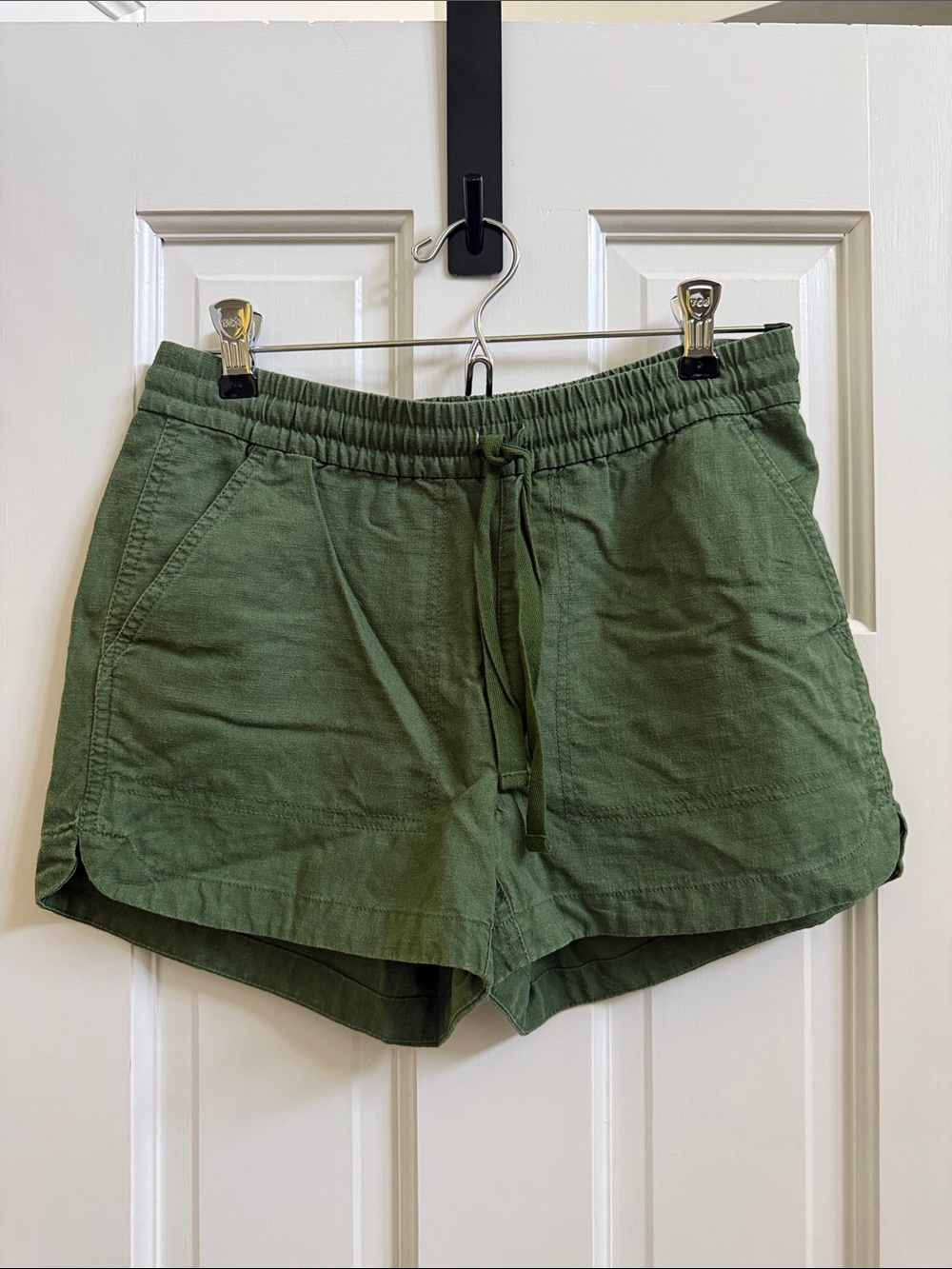 J. Crew Olive Green Drawstring Linen Shorts